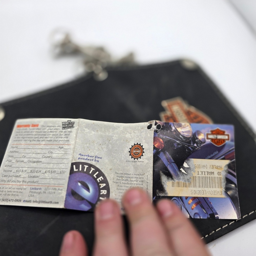 Harley Davidson Littlearth Recycled Rubber Chain Wallet Black Biker Bar Shield - Picture 9 of 10